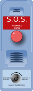 SOS calling station with red pushbutton vector drawing