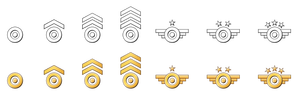 Distintivi militari vettoriali di disegno