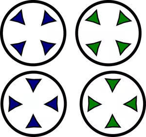Titik-titik fokus hijau dan biru vektor gambar