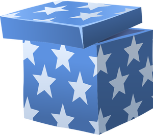 Vector illustration of blue gifting box with lid