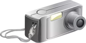 Vector clip art of old digital camera with carrying strap