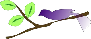 Illustrazione di vettore di gradiente blu dell'uccello su un ramo