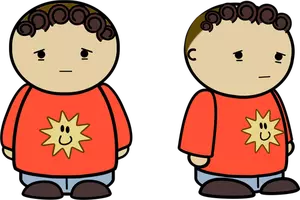 Gráficos vetoriais de triste em quadrinhos menino camisa vermelha