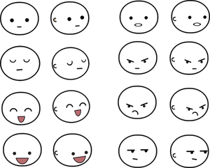 Disegno dei set di emoticon-come espressioni di vettore