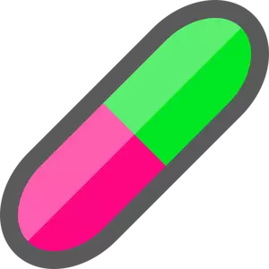 Pink and green capsule