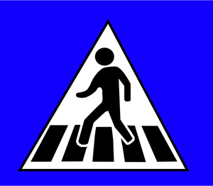 Pedestrian crossing traffic caution sign vector drawing
