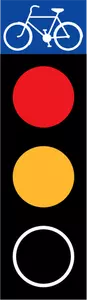 Ilustrasi vektor merah dan kuning lampu lalu lintas untuk sepeda