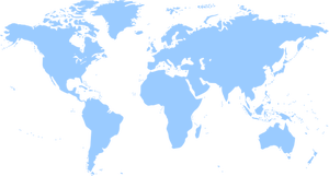 Disegno della mappa mondo politico vettoriale di sagoma blu