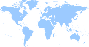 Sininen siluettivektoripiirros poliittisesta maailmankartasta