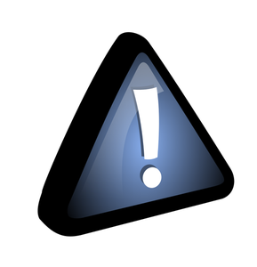 Dibujo de signo de exclamación en un triángulo azul vectorial