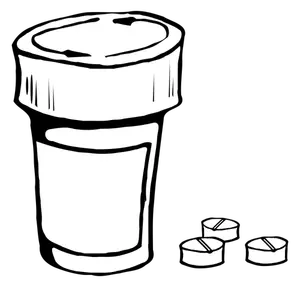 Vector clip art of pills and bottle