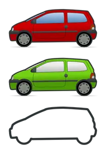Červené a zelené Renault Twingo vektor