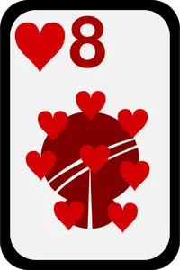 Osm srdcí funky hrací karty Vektor Klipart