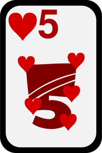 Five of Hearts funky playing card vector clip art