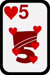 Pět srdce funky hrací karty Vektor Klipart