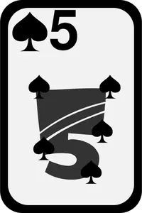 Vijf van schoppen funky speelkaart vector illustraties