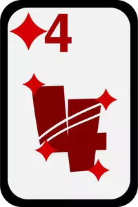 Čtyři z diamanty funky hrací karty Vektor Klipart