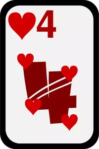 Four of Hearts funky playing card vector clip art