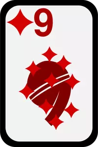 Devět diamanty funky hrací karty Vektor Klipart