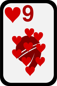 Nove dos corações funky playing card vector clipart