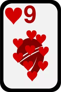 Devět srdce funky hrací karty Vektor Klipart