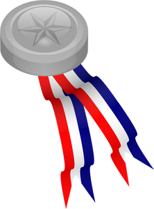 Platinové medailon s modrá, bílá a červená stuha vektorové grafiky