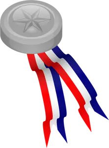 Platina medaljong med blå, vita och röda band vektorgrafik