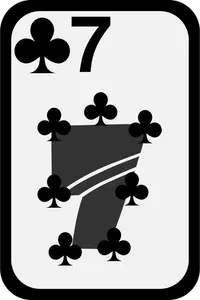 Sedm klubů funky hrací karta vektorový obrázek
