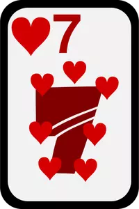 Sieben der Herzen funky Spielkarte Vektor-ClipArt