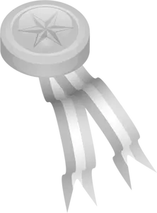 Vektorgrafikk av sølv medaljong med grå bånd