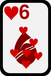 Six of Hearts funky playing card vector clip art
