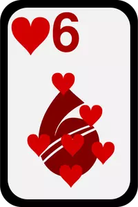 Sechs von Herzen funky Spielkarte Vektor-ClipArt