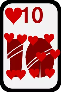 Deset srdcí funky hrací karty Vektor Klipart