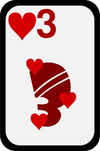 Three of Hearts funky playing card vector clip art