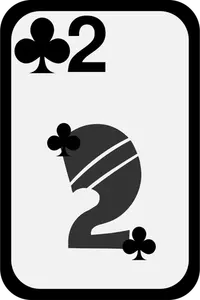Twee van Clubs funky speelkaart vector afbeelding