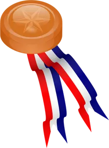 Medaglia di bronzo con disegno vettoriale di nastro blu, bianco e rosso