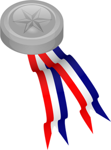 Platina medalj med blå, vita och röda band vektor ClipArt