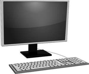 桌面 PC 图标与灰色的显示器矢量图像