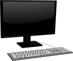 Gambar vektor monitor dengan keyboard