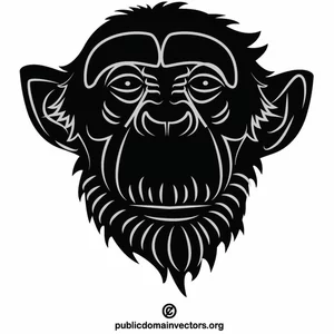 Gorilla face monochrome silhouette