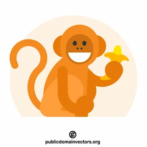Apina banaanin kanssa