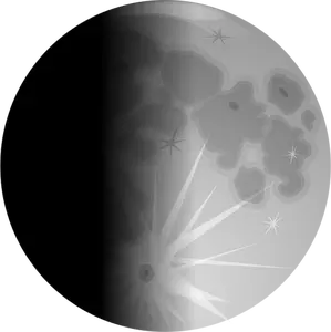 Vector clip art of half lit moon