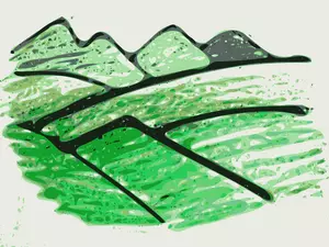 Handritade illustration av berg