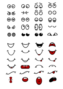 Ojos y boca de dibujos animados