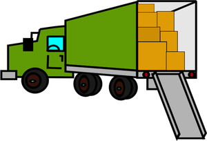Geopend van bedrijfsverplaatsingen vrachtwagen vector illustraties