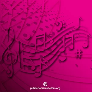 Fundo rosa com notas musicais