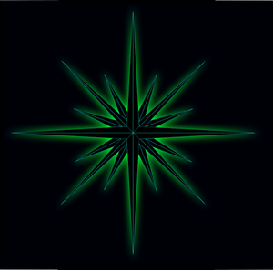 Vector Illustrasjon av glødende grønne stjernen på svart bakgrunn