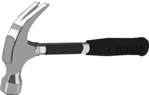 Vector image of hammer with black rubber handle