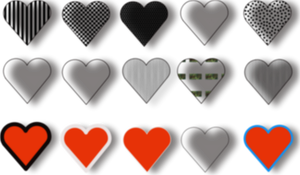 Vector selection of 15 hearts