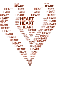Forme de coeur mettant l'image vectorielle de mots